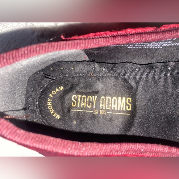 Stacy Adams Slip On Bit Loafer Burgundy Velvet Quilted Christmas Men’s 11.5 - Picture 4 of 7